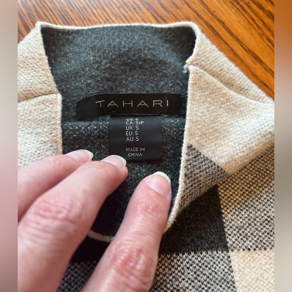 Tahari Mock Funnel Neck Checkered Green/Cream/Black Turtleneck Sweater Size S - Picture 14 of 15